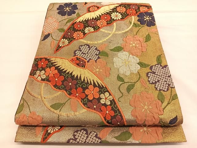 平和屋着物○爪掻き本綴れ 八寸名古屋帯 道長抽象舞花文