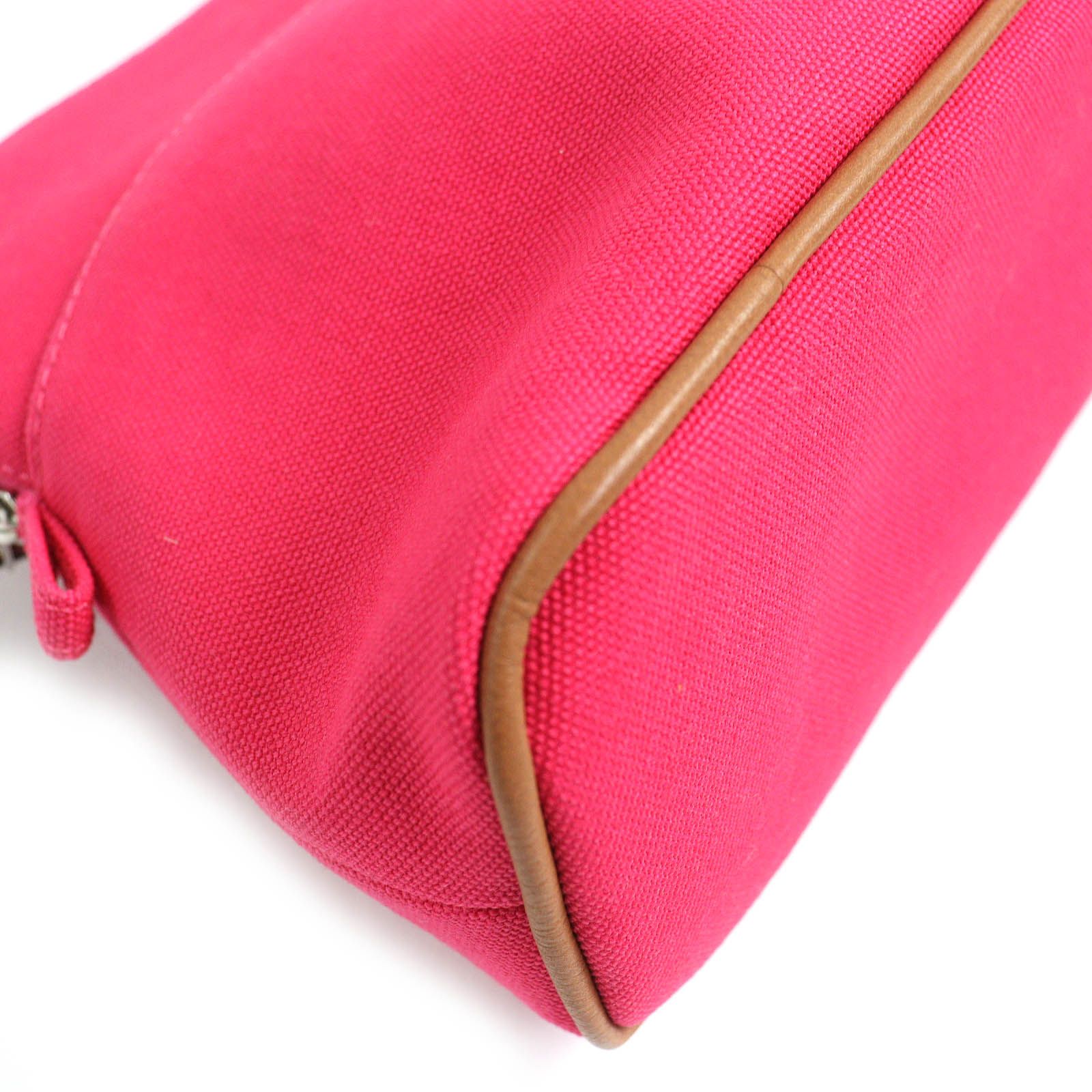 極美品△HERMES エルメス ボリードポーチ MM ハイビスカス Hロゴ刺繍 レザー使い コットン100％ コスメポーチ 小物入れ 化粧ポーチ 仏製 極美品△HERMES エルメス ボリードポーチ MM ハイビスカス Hロゴ刺繍