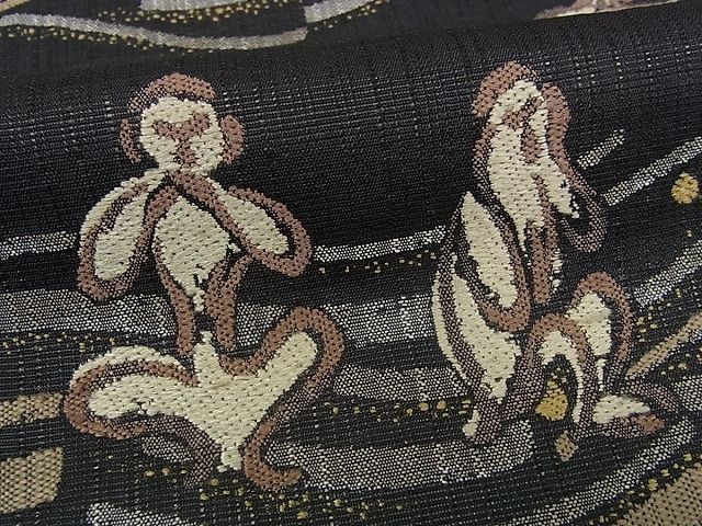 平和屋本店□極上 スリーシーズン 春夏秋 六通柄袋帯 紬地