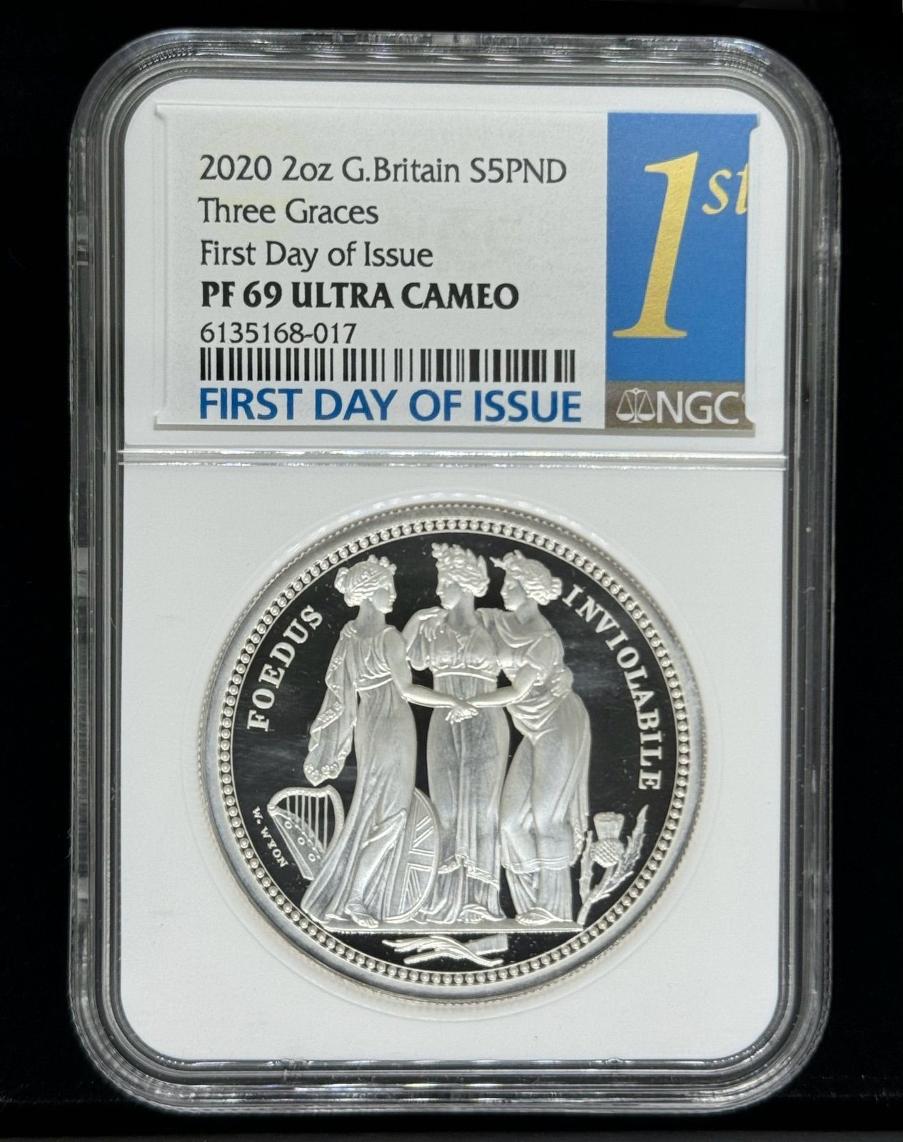 超貴重【初日鑑定版】スリーグレイセス 5￡ 2オンス 銀貨