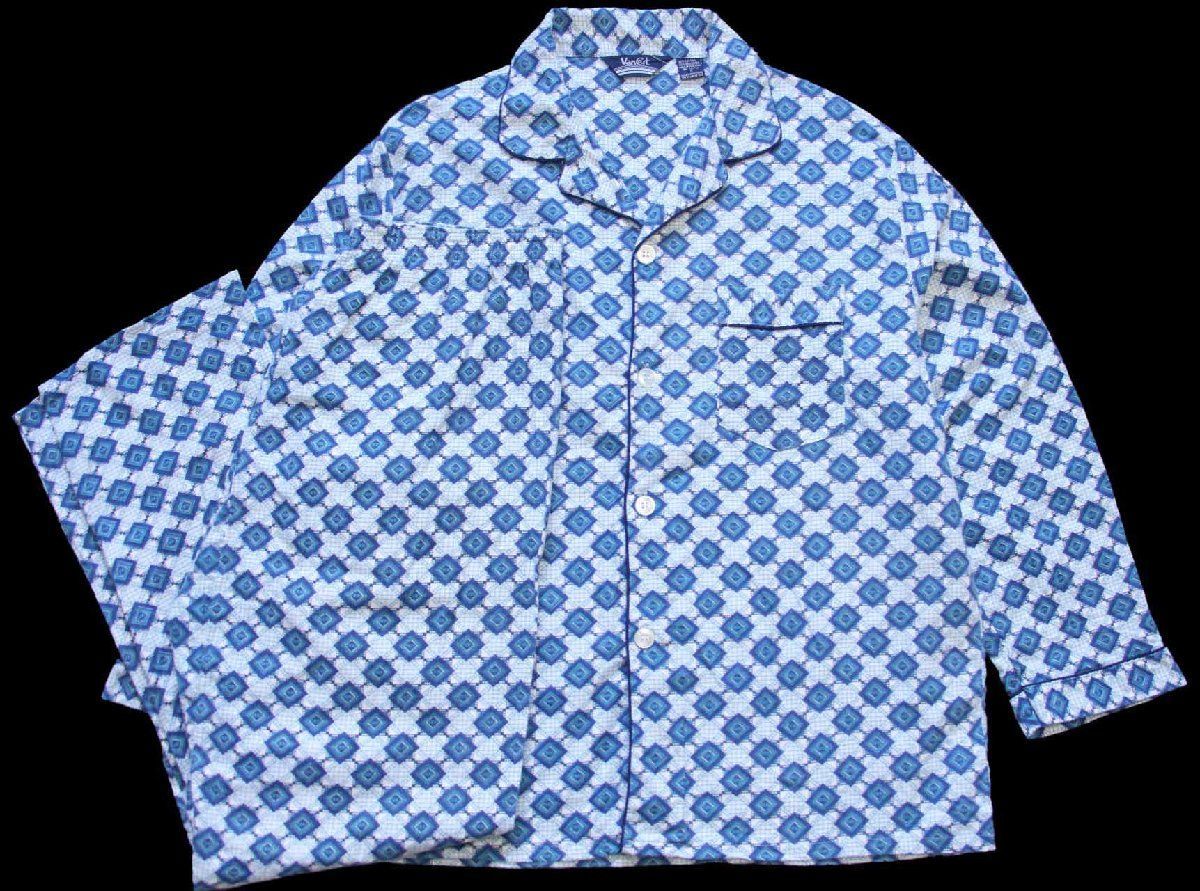 デッドストック☆80s VanCort 総柄 プリントネル オープンカラー