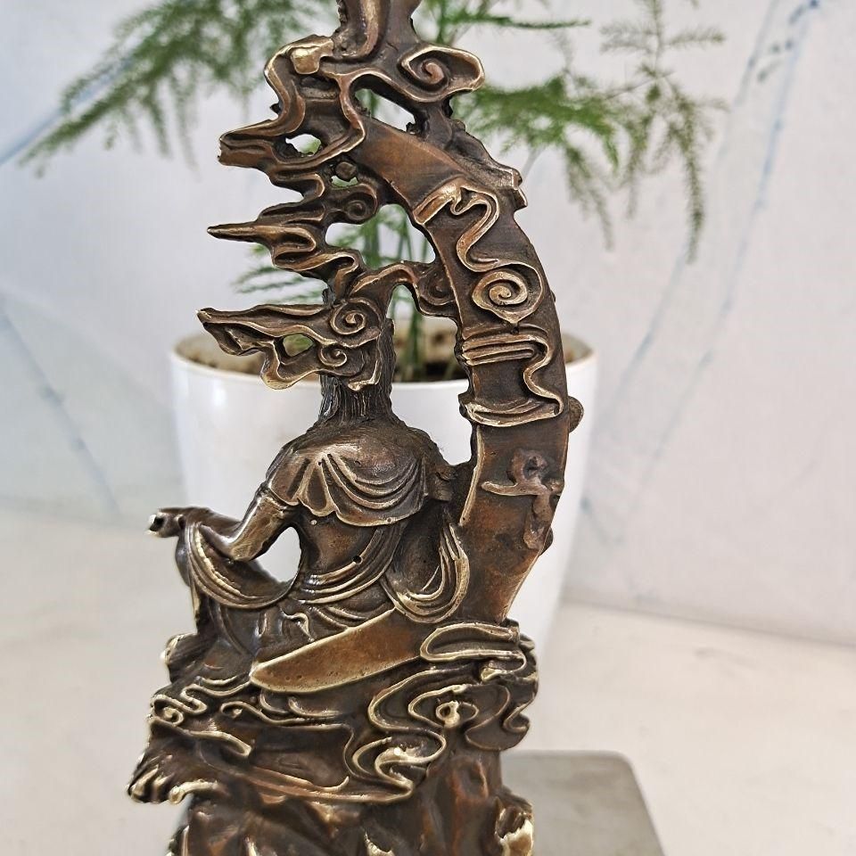 菩薩 水月観音 銅製 仏像 彫刻 置物 開運 風水 現代工芸品 美術
