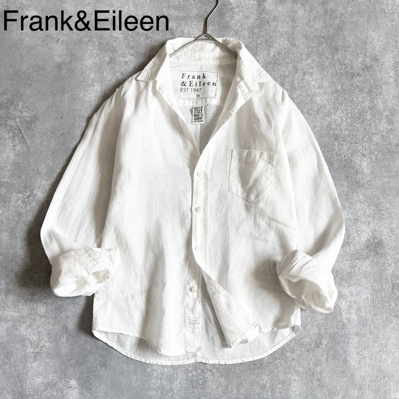 麻100%フランクアンドアイリーン スタイルEILEEN スキッパーシャツ 白