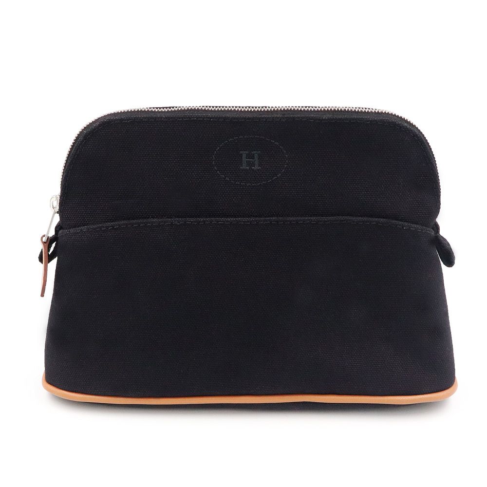 エルメス ボリード 16 ミニミニ 化粧 コスメ ポーチ コットン100％ キャンバス Noir ノワール シルバー金具 HERMES
