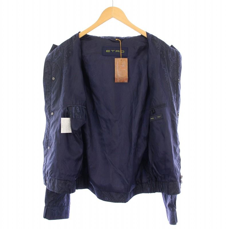 エトロ ETRO ステンカラージャケット アウター ペイズリー柄 総柄 L 紺