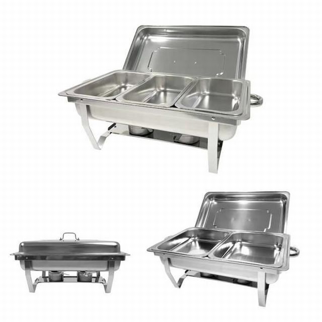 チェーフィングディッシュ 湯煎式 長方形 ステンレス製 フタ付き 保温器 保温 バイキング ビュッフェ 大容量 6－10人用