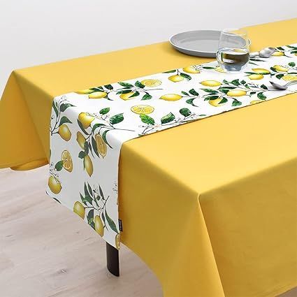 スタイルデコール(STYLE Decor) テーブルランナー・テーブルセンター (30cm×180cm) 綿100% リバーシブルタイプ シトラスレモン W2601820