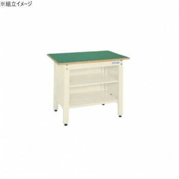 サカエ 一人用作業台CPタイプ サカエリューム天板 900×600×740mm アイボリー 中棚付 CP-096TI