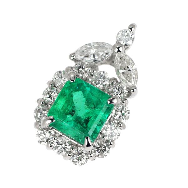 【PT900 /ネックレストップ 】 エメラルド ダイヤモンド Pt900 エメラルド ダイヤモンド ペンダントトップ 0.94ct D0