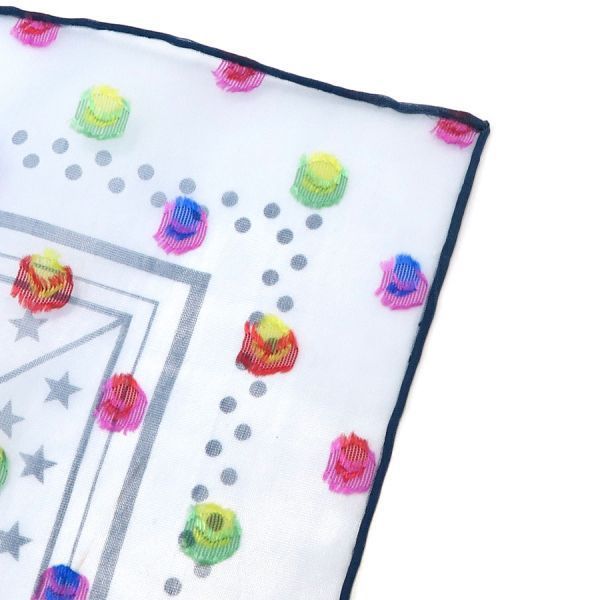 HERMES エルメス スカーフ カレ60 シルクモスリン ジグザグのサングル レインボードット ブルー 2023年 美品 aq8989