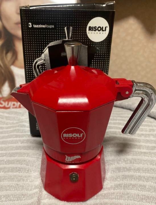 【新品未使用】ZARINA エスプレッソメーカー　3cup Red イタリア RISOLI ZARINA 3cup 直火エスプレッソ マキネッタ