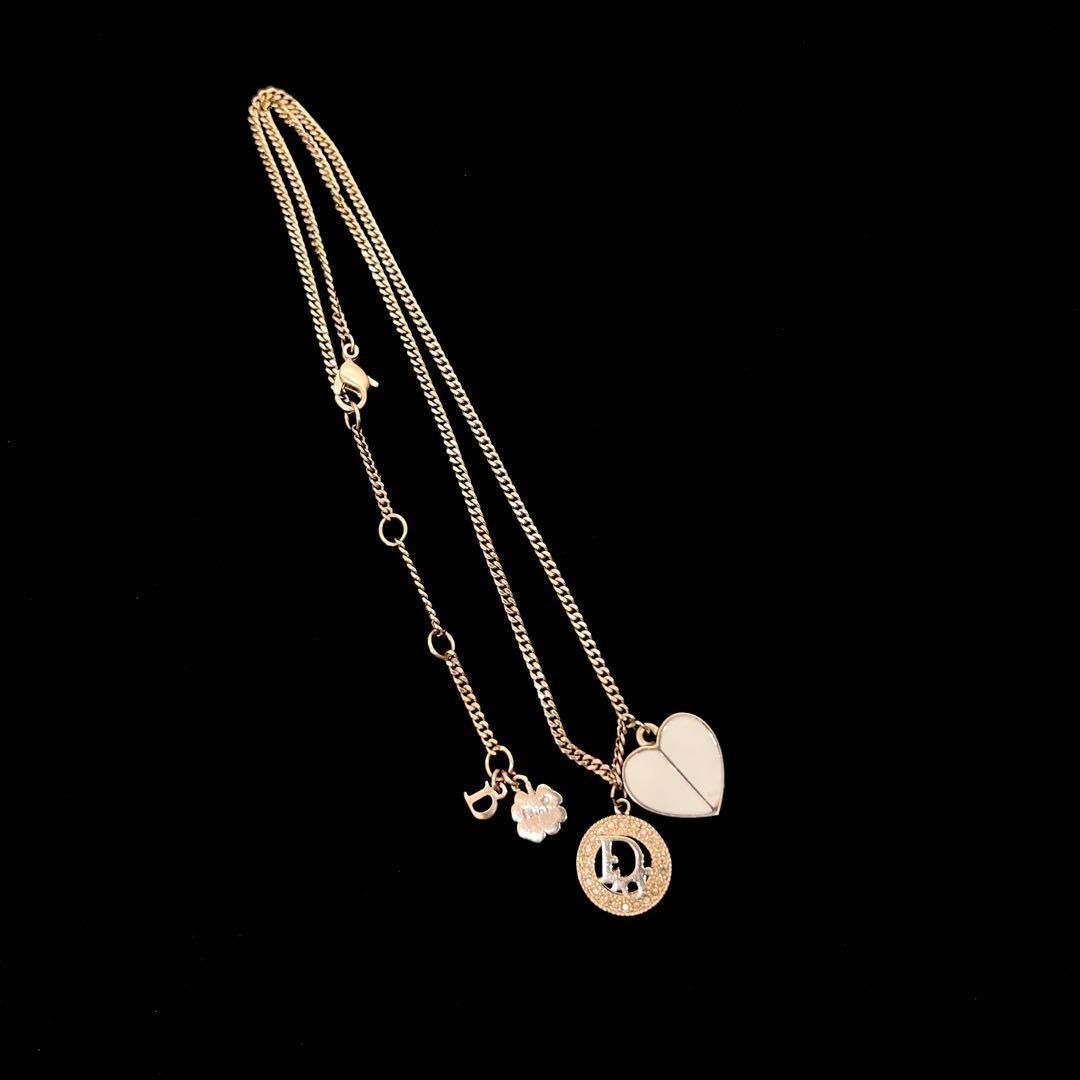 Christian Dior クリスチャン ディオール ネックレス トロッター ハート クローバー ゴールド ラインストーン ロゴ