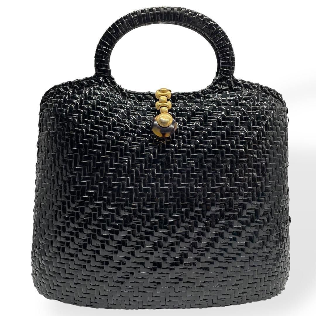 CAPAF　カパフ　オーストリッチ　編み込み　カゴバッグ　ハンドバッグ　イタリア CAPAF カパフ オーストリッチ 編み込み カゴバッグ ハンドバッグ イタリア