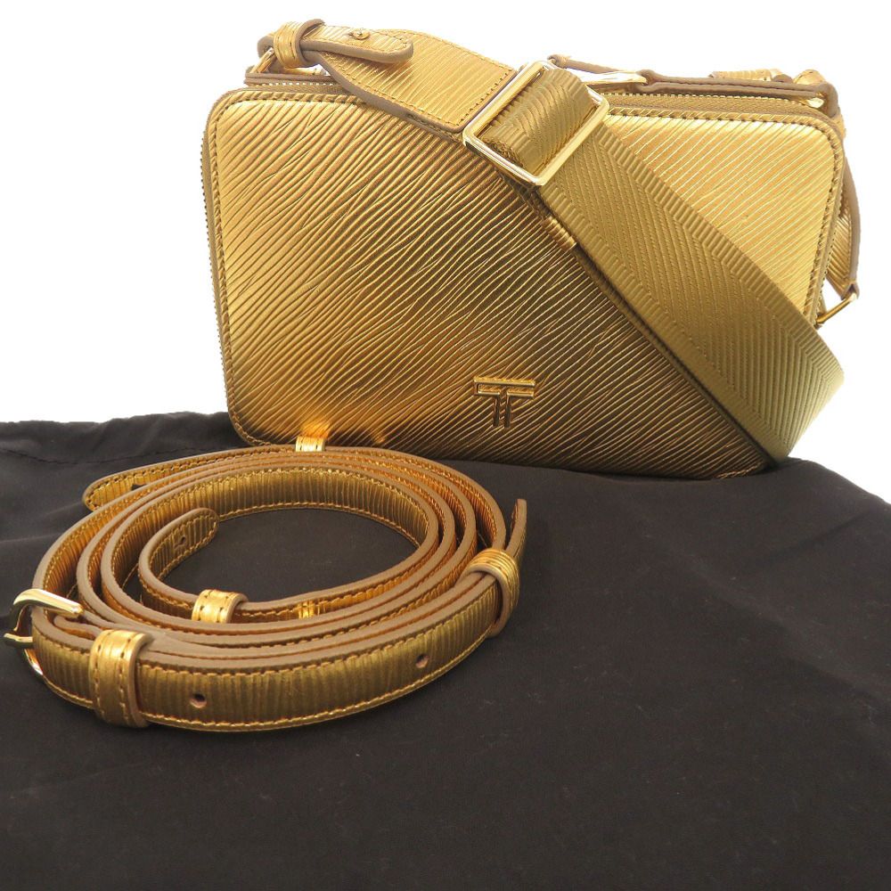 未使用品 マイラ クロスボディ ショルダーバッグ レザー ゴールド 0252