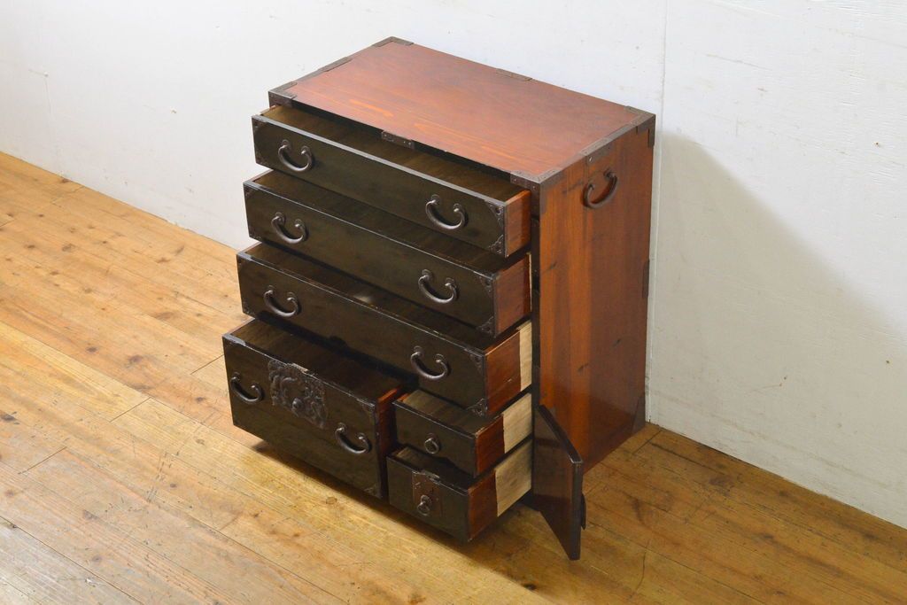 庄内小箪笥 和製アンティーク 超美品 明治大正期 金具 重厚 庄内