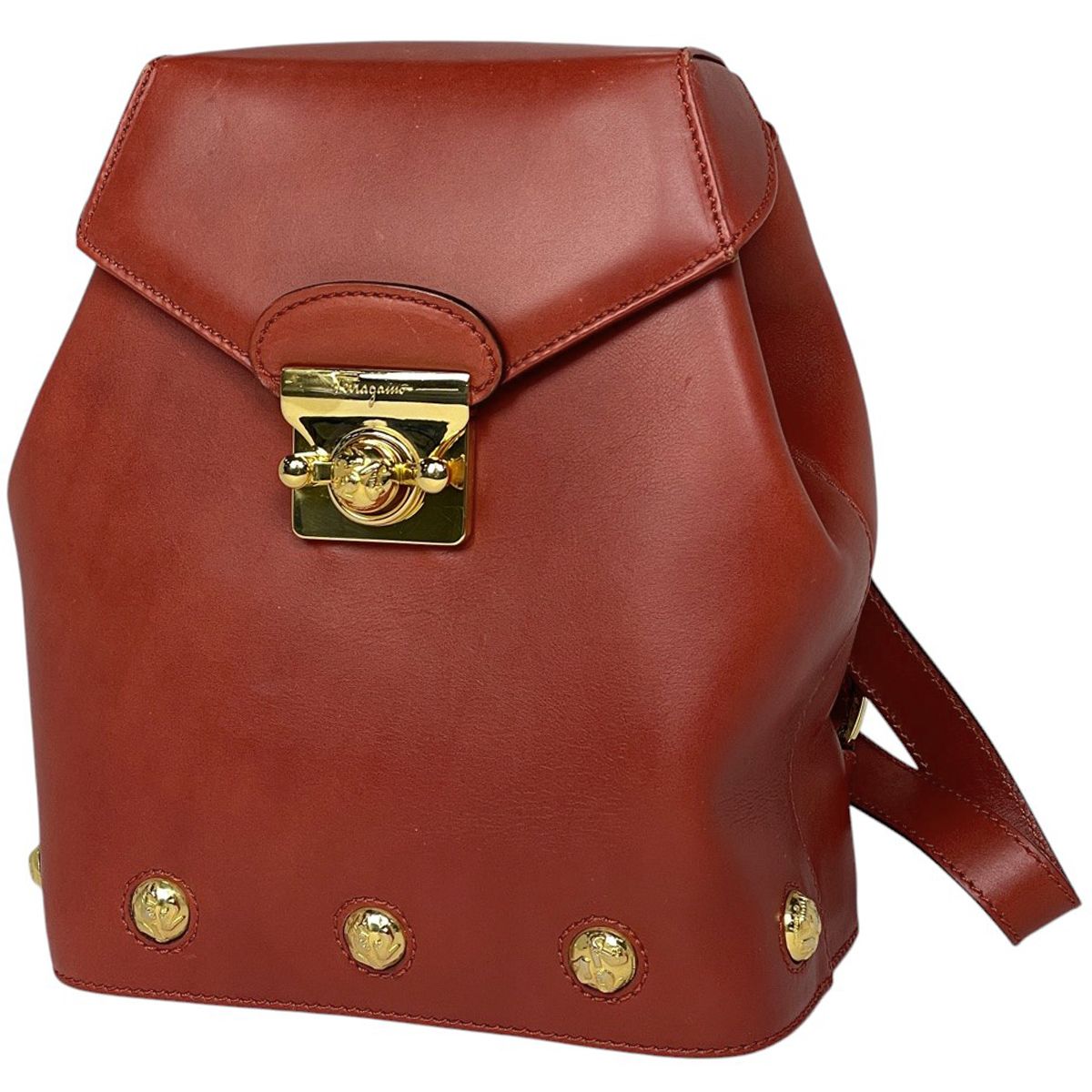 サルヴァトーレフェラガモ Salvatore Ferragamo ロゴ リュックサック バックパック デイパック リュック レザー レッド AN215207 レディース