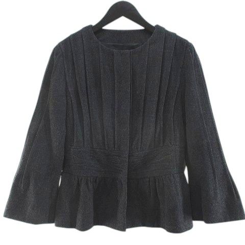 フィロソフィーディアルベルタフェレッティ PHILOSOPHY di ALBERTA FERRETTI セットアップ スカートスーツ 42 灰系 ダークグレー 無地 花 モチーフ リボン 裏地 イタリア製