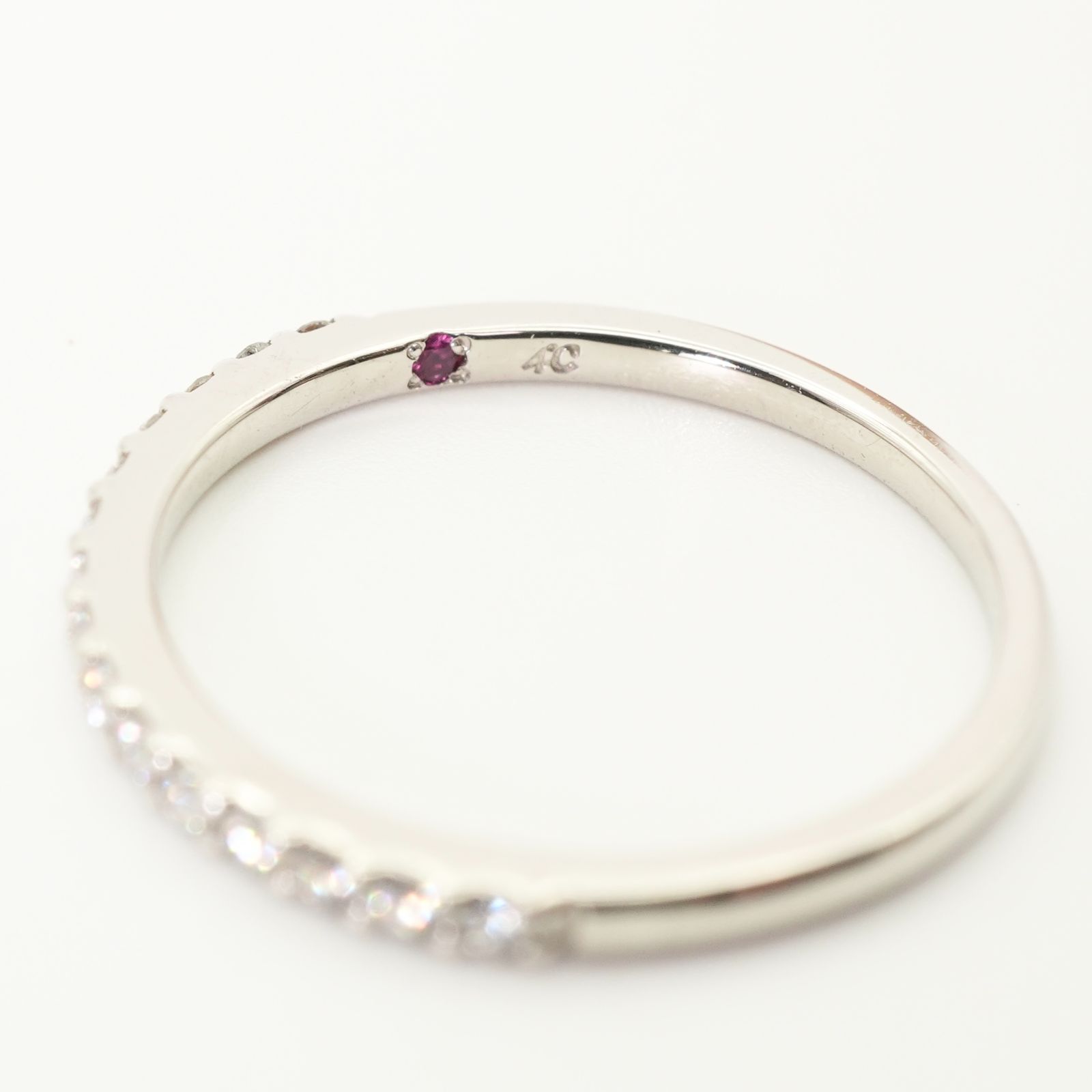 美品 4℃ ハーフエタニティ ダイヤモンド リング ピンキー /24-4573S