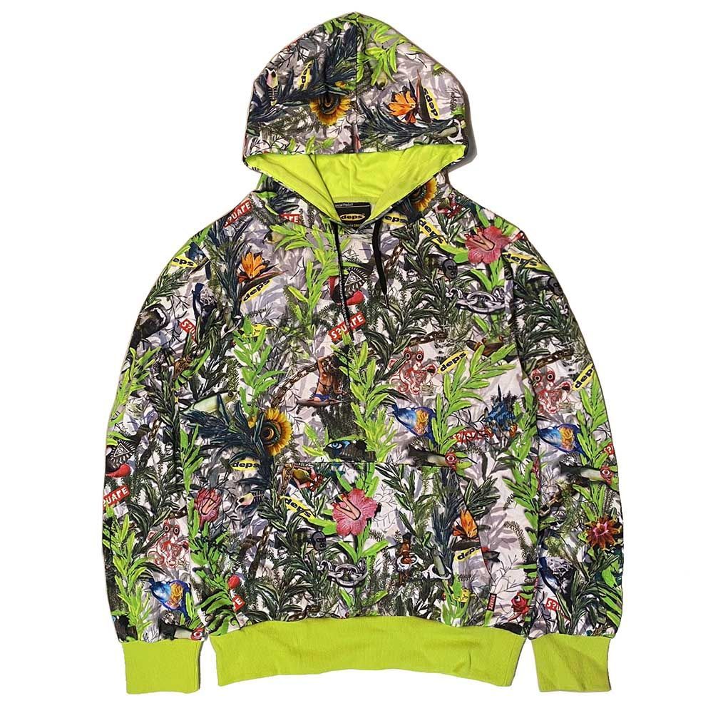 DEPS デプス x SQUARE スクエア NEO CAMO-FLA HOODY PULLOVER PARKA (LIME) 裏毛（裏パイル） プルオーバーパーカー【名古屋/nagoya/SQAR】 - メルカリ