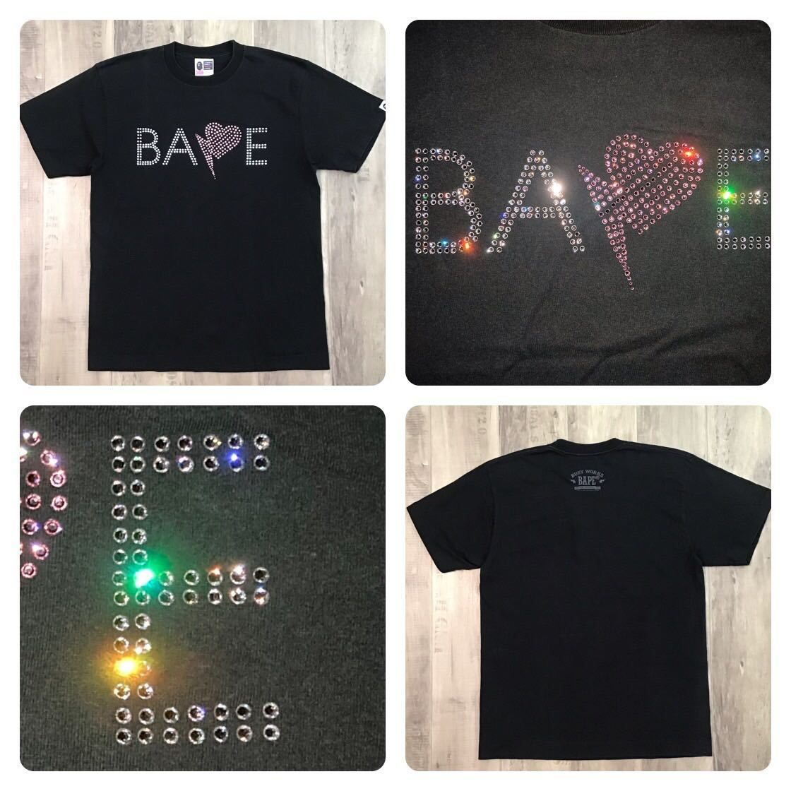 スワロフスキー BAPE Heart logo Tシャツ Mサイズ a bathing ape