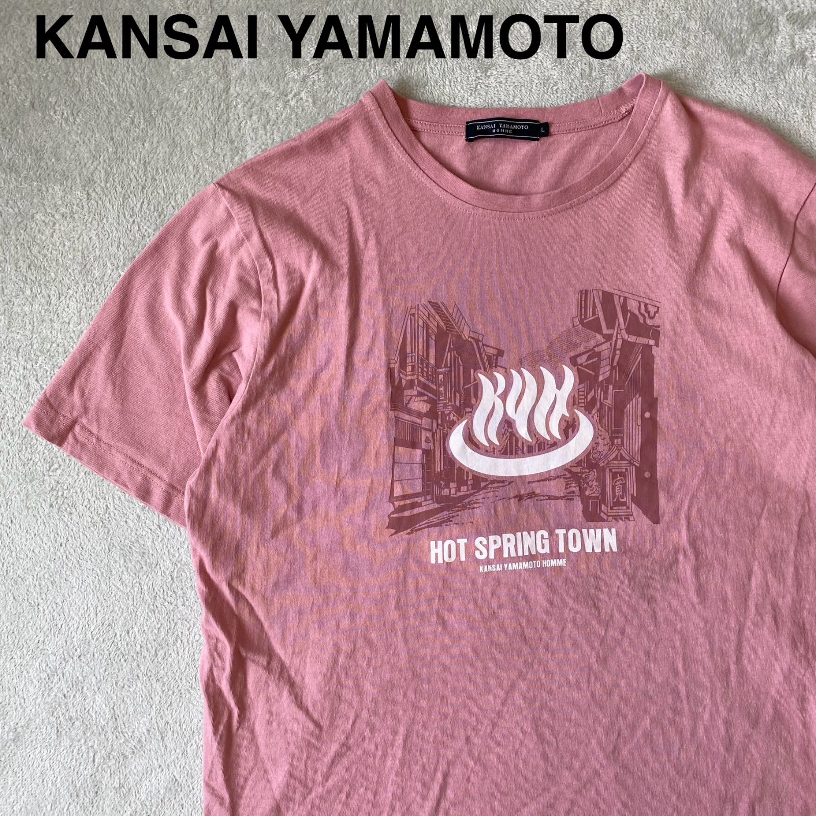 KANSAI YAMAMOTO】山本寛斎 Tシャツ 温泉 レア Tシャツ ピンク 半袖 