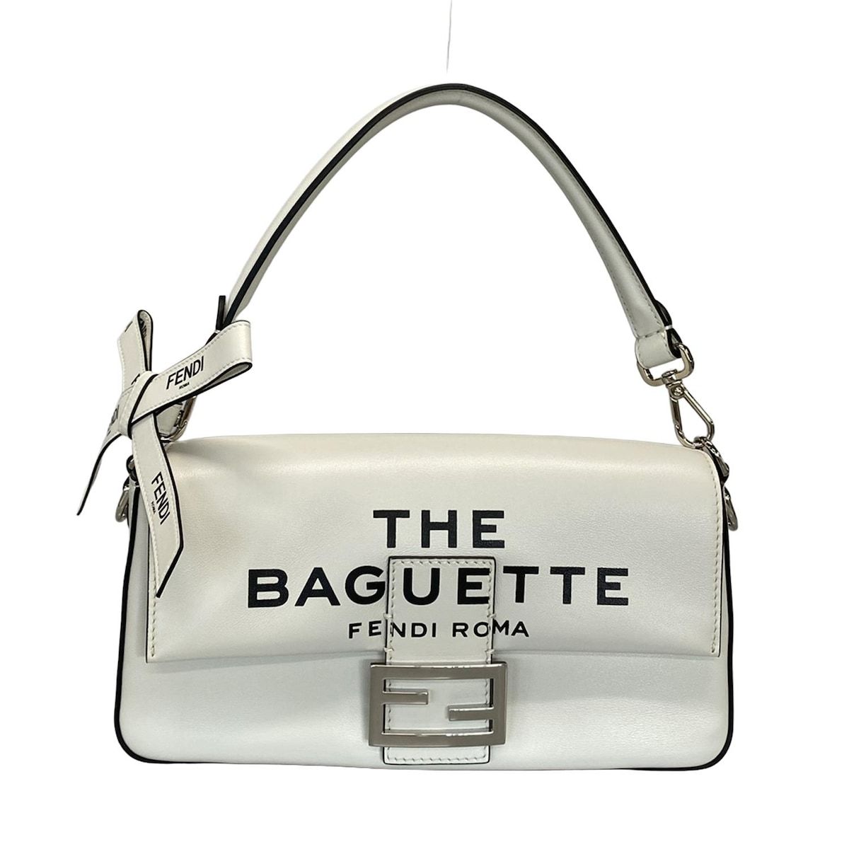 FENDI フェンディ ハンドバッグ マンマバケット 8BR600 白×黒 MARC JACOBSコラボ レザー