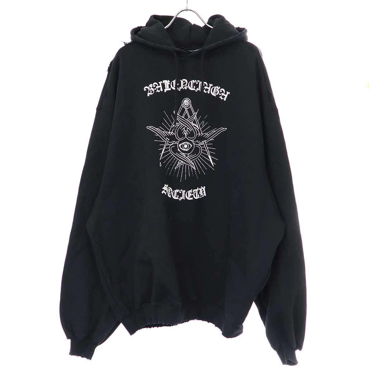 BALENCIAGA バレンシアガ 20AW ダメージ加工 ゴシックプリントオーバー 