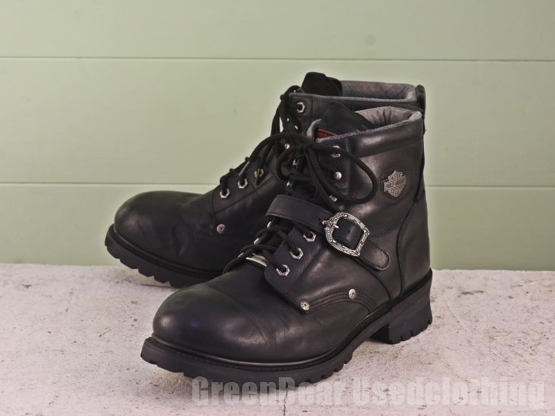 B756 メンズ ハーレーダビッドソン Harley Davidson バイクブーツ 黒 ブラック メンズ US12 UK11 EU45 30cm