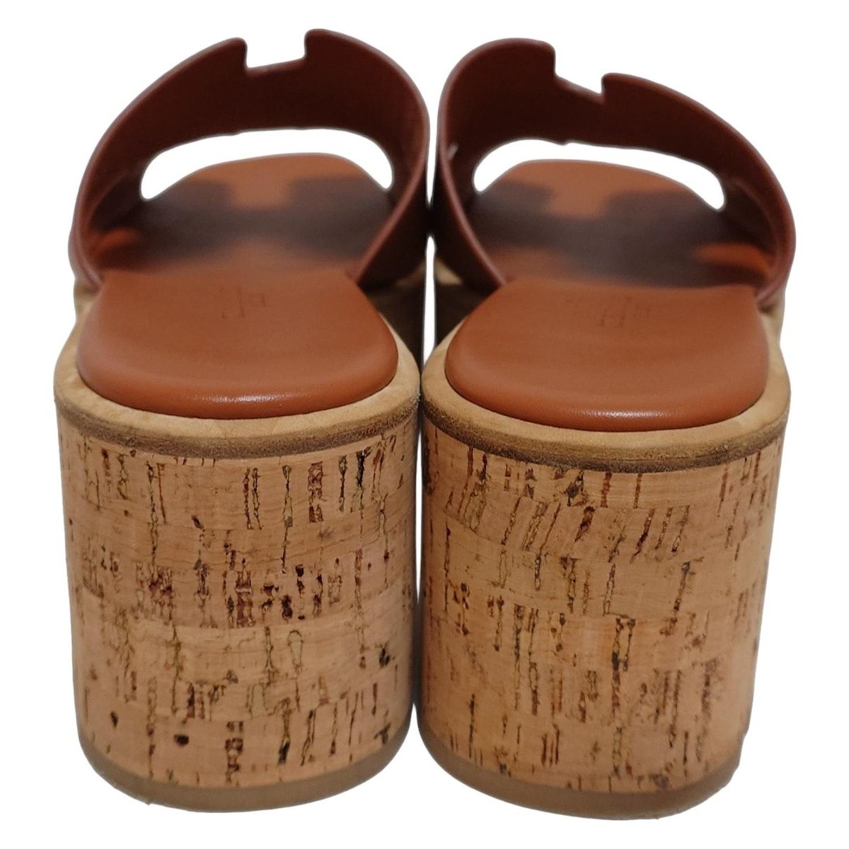 HERMES エルメス ミュール レディース エズ 30 ブラウン Hモチーフ|プラットフォーム|コルクソール レザー KIN-KAAI_COM