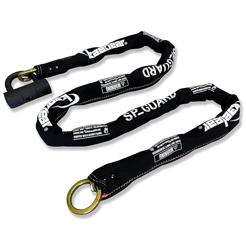 彡Kaedear カエディア バイク ロック チェーンロック 鍵 パッドロック 長さ2000mm スクエアチェーン 9mm 盗難防止 SP-GUARD KDR-LK2-2000 2000mm 0