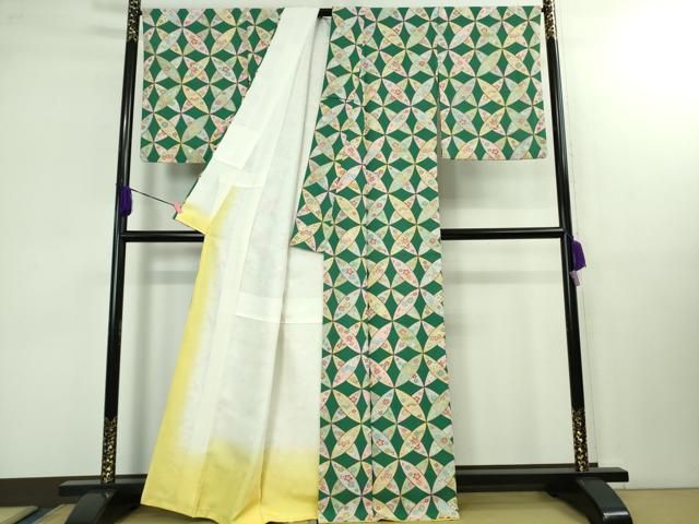 平和屋本店□極上 京都老舗銘店・に志田 小紋 七宝花文 金彩 鬼しぼ