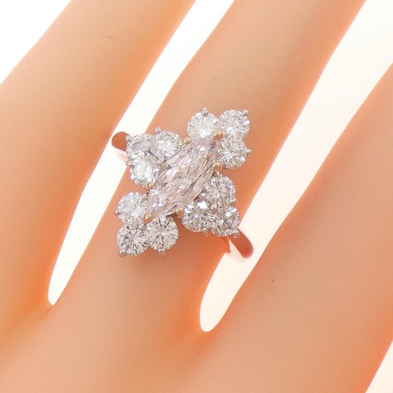 最終交渉可JF117★高級 ダイヤモンド0.5ct K18PG リング ダイヤモンド リング 1.023ct F VVS2 プリンセスカット 脇石0.17