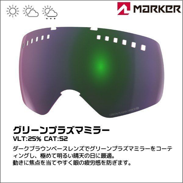 新品MARKERゴーグル16:10+ブラックグリーンプラズマミラースペアレンズ付 - メルカリ