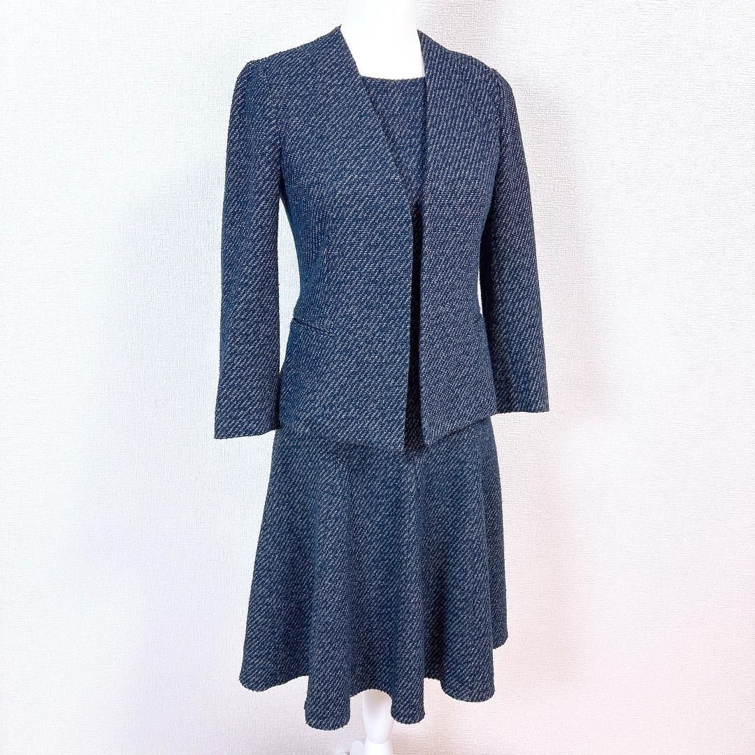 Theory ワンピース セットアップスーツ 上0 中2 紺 ツイード