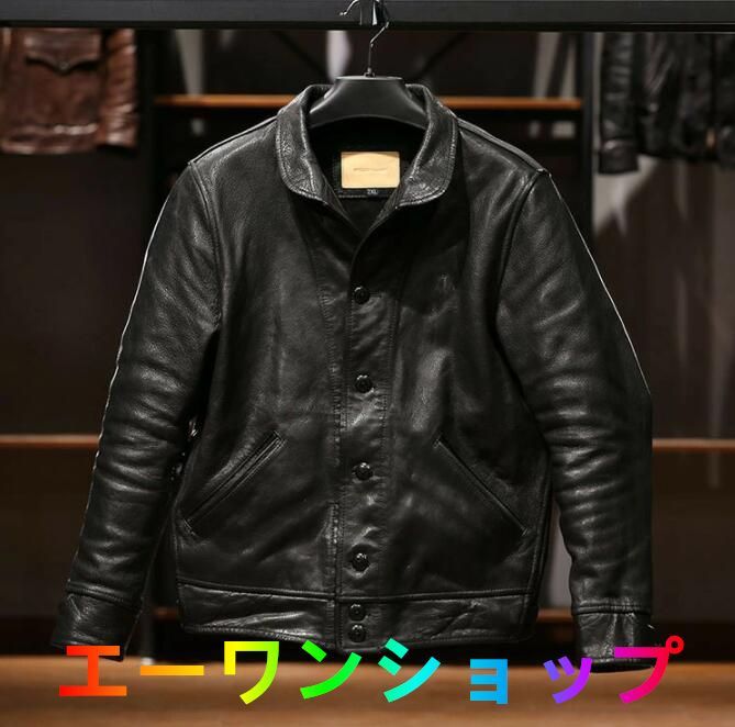 【新品 】レザージャケット メンズ アメカジ　バイクジャケット品質の高い　柔らかい羊革　本革　革ジャンＭ～4XL黒