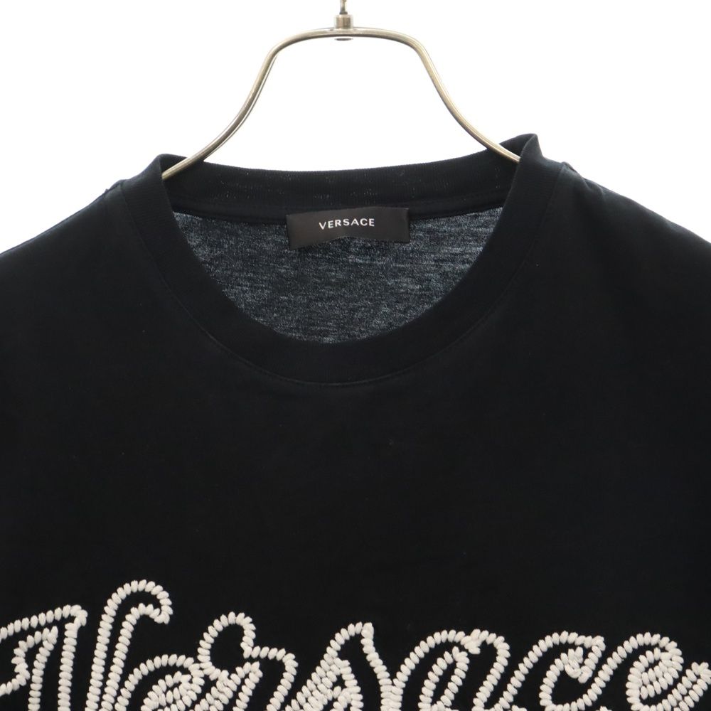 VERSACE ロゴ入り ベルト ブラック/ホワイト ヴェルサーチェ ロゴ レザー ベルト 1.5 cm | VERSACE JP