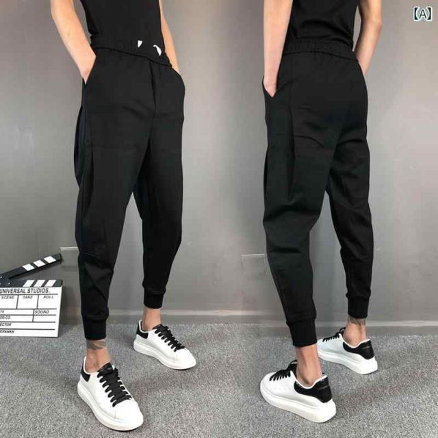 [31]メンズ  服  シンプル ファッション オシャレ 大人 かっこいい 大きいサイズ ストリート 紳士服 夏 パンツ 九分丈 黒 カジュアル 快適