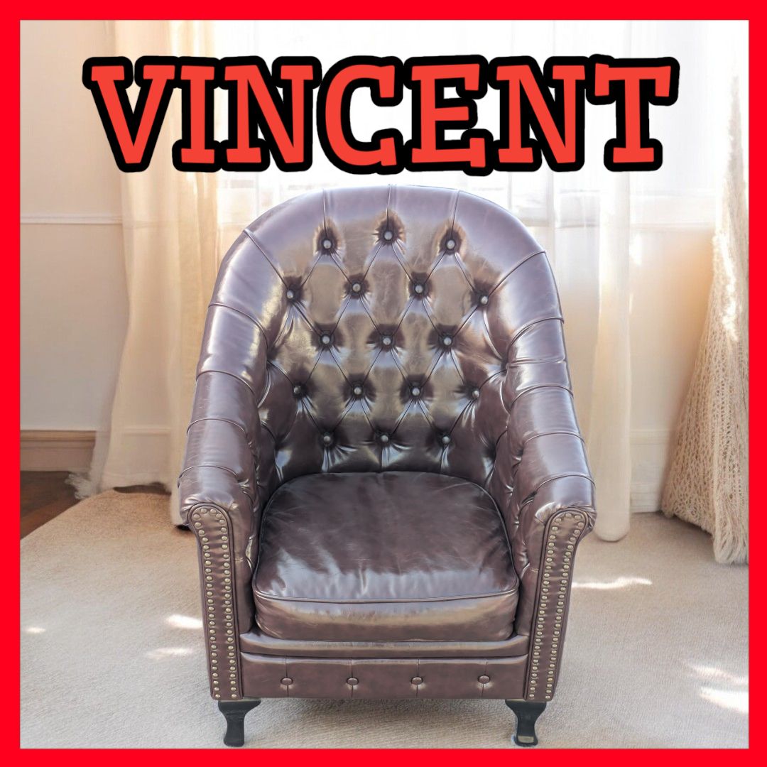 ヴィンセント VINCENT ダークブラウン コンパクトチェスターフィールド