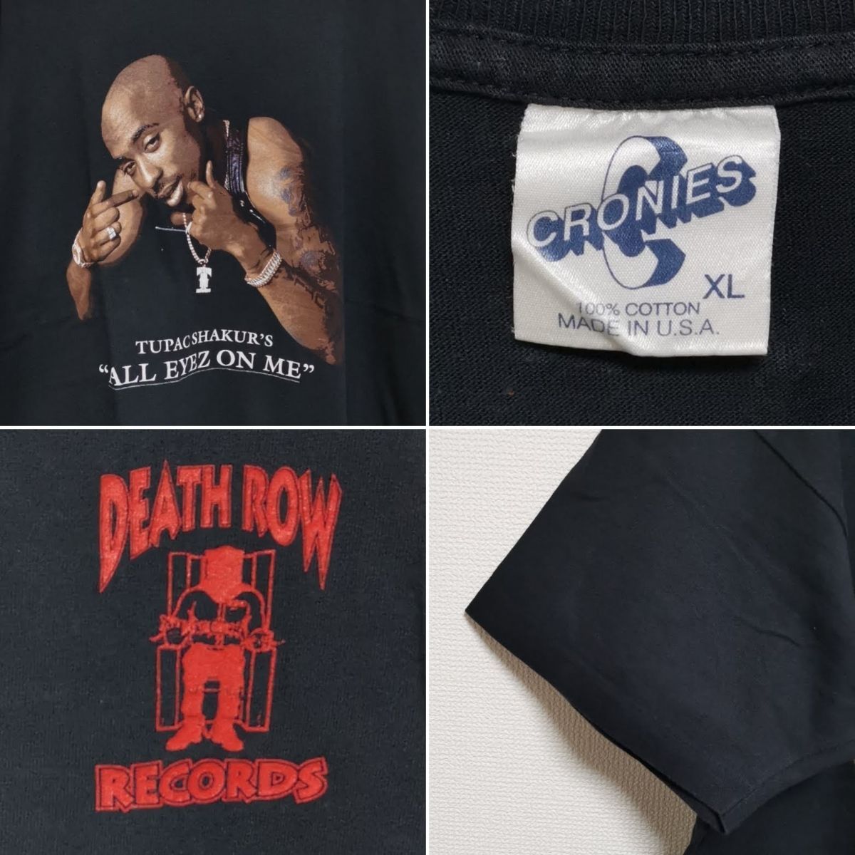 XL 90s Tupac 2PAC Tシャツ Death Row 黒 USA製 - メルカリ