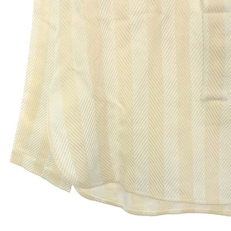 【美品】  ATTERSEE / アッターゼ | リネン コットン ヘリンボーン ストライプ プルオーバーブラウス | S | ホワイト / ベージュ | レディース 美品】 ATTERSEE / アッターゼ | リネン コットン ヘリンボーン