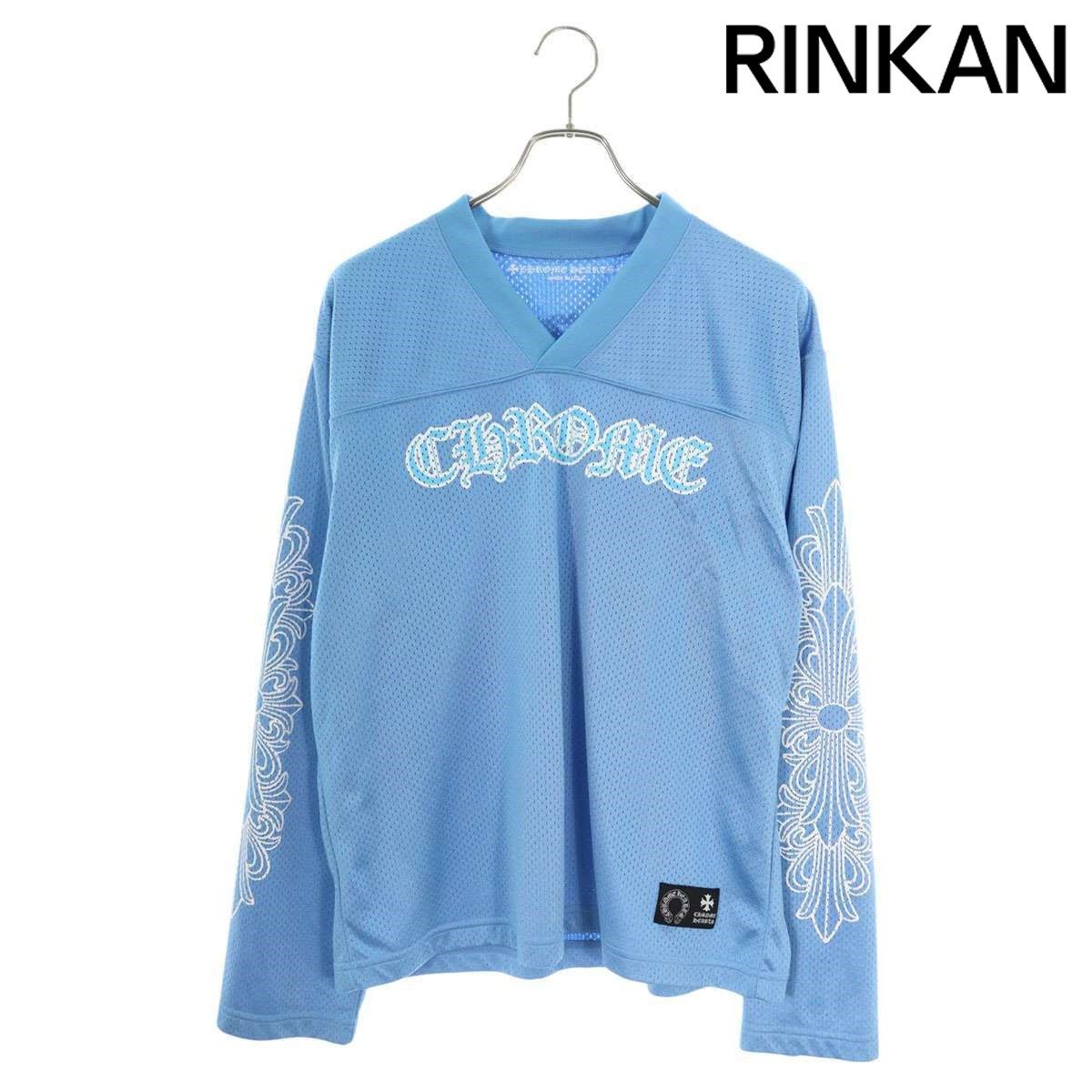 希少♪CH◆ Warm up メッシュ長袖シャツ 袖ロゴ blue CHROME HEARTS (クロムハーツ) MESH WARM UP JERSEY CHロゴ