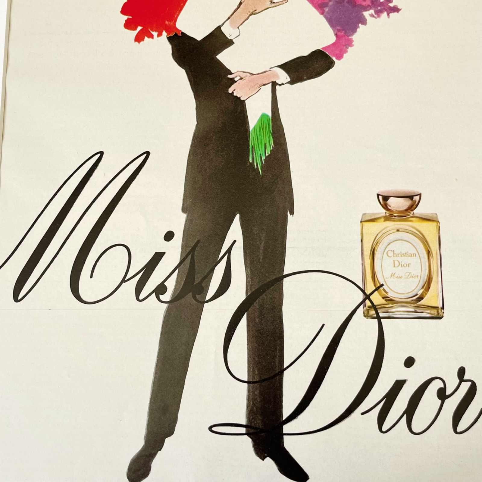 ＜1971 広告＞Dior ディオール  ヴィンテージ ビンテージ アートポスター 額縁 フレーム付き インテリア モダン おしゃれ かわいい 壁掛け フランス ポップ 花