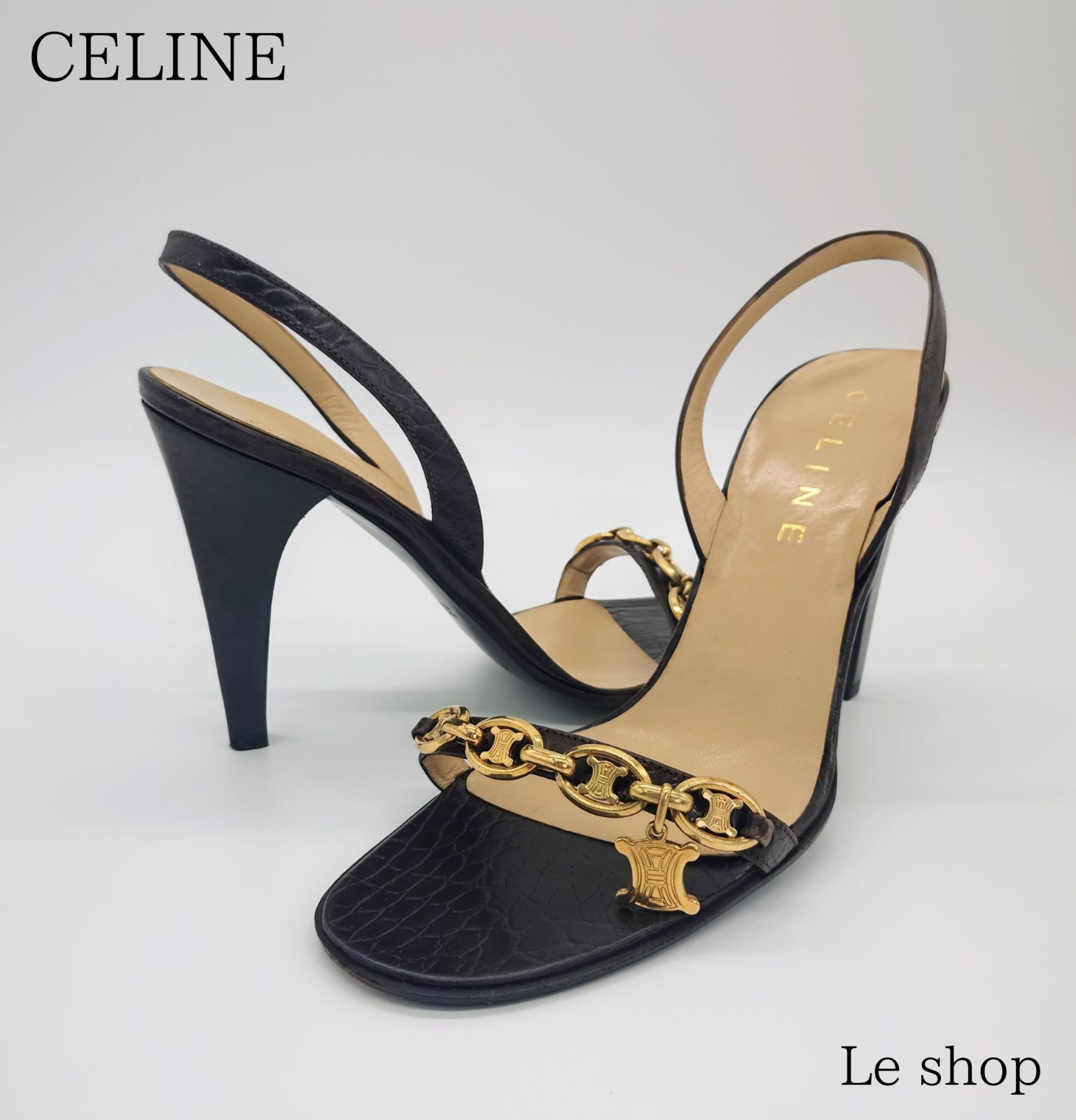 CELINE セリーヌ Vintage サンダル 37 トリオンフ ダーク CELINE セリーヌ Vintage サンダル 37 トリオンフ ダーク