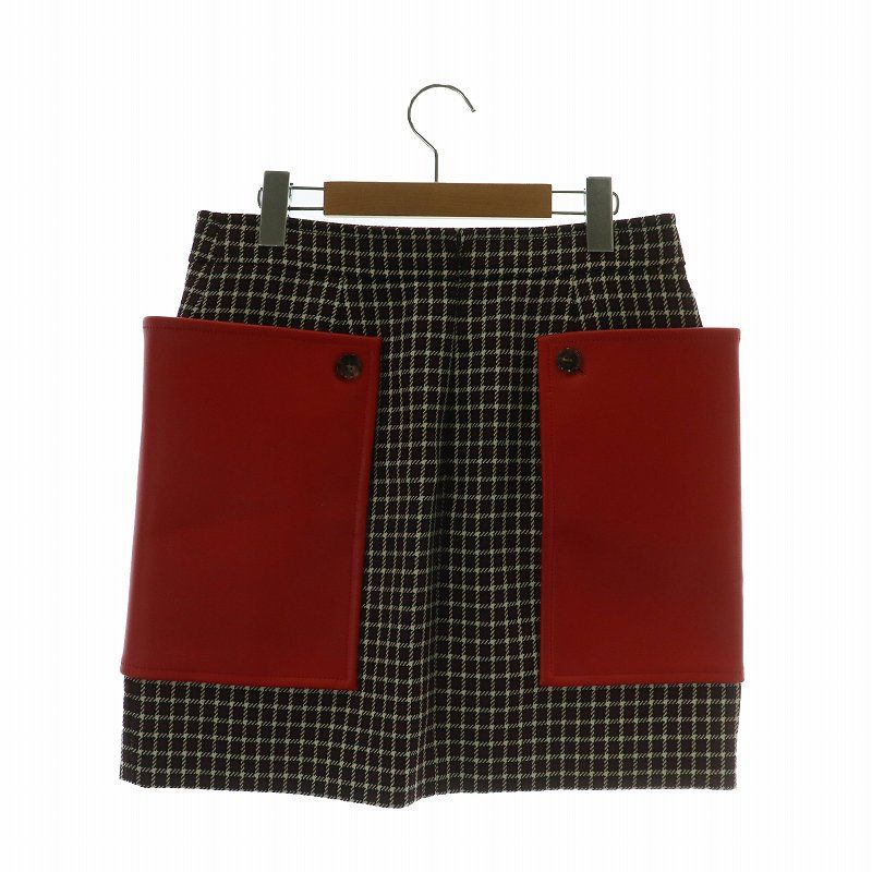 BURBERRY スカート 台形 バーバリー BURBERRY 台形スカート ウール レザー ミニ丈