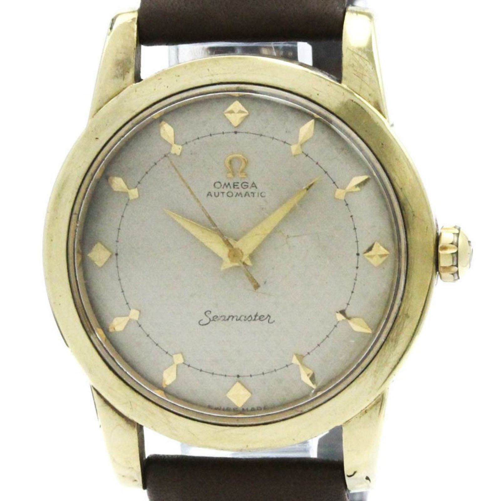 オメガ OMEGA シーマスター Cal.351 ゴールドプレート レザー 自動巻き メンズ 時計 2577