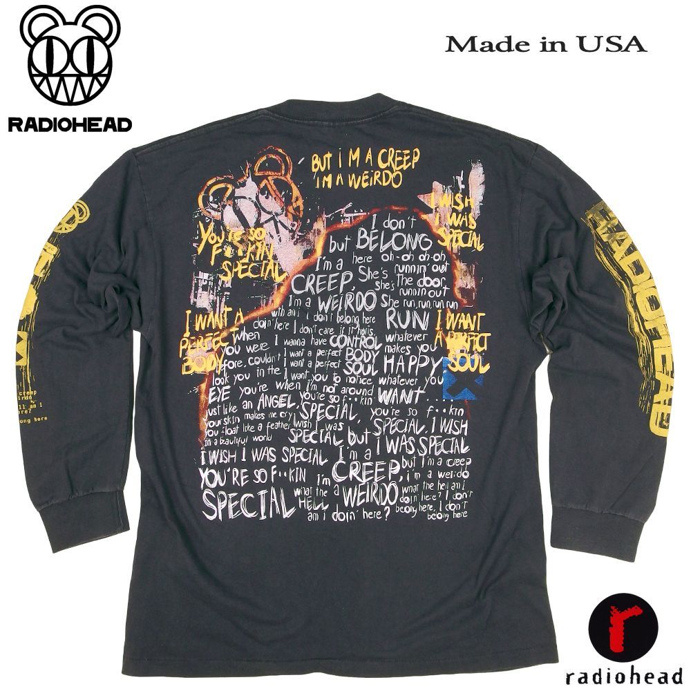 318 radiohead レディオヘッド ロンT 長袖 Tシャツ ブラック Lサイズ