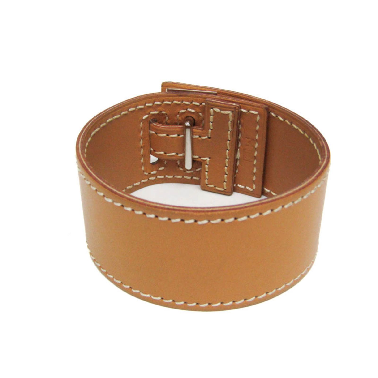 エルメス Hermes アルテミス ボックスカーフ メタル バングル シルバー ライトベージュ