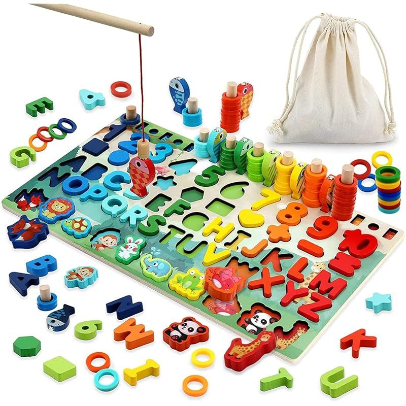 安い，正規品 【新品】 TOXINYUAN 木製パズル モンテッソーリ 数字 アルファベット パズル 知育のおもちゃ 子供用 男の子 女の子 幼児 積み木 玩具 教具 算数 英語 教材 入園祝い 誕生日 クリスマス プレゼン 知育玩具