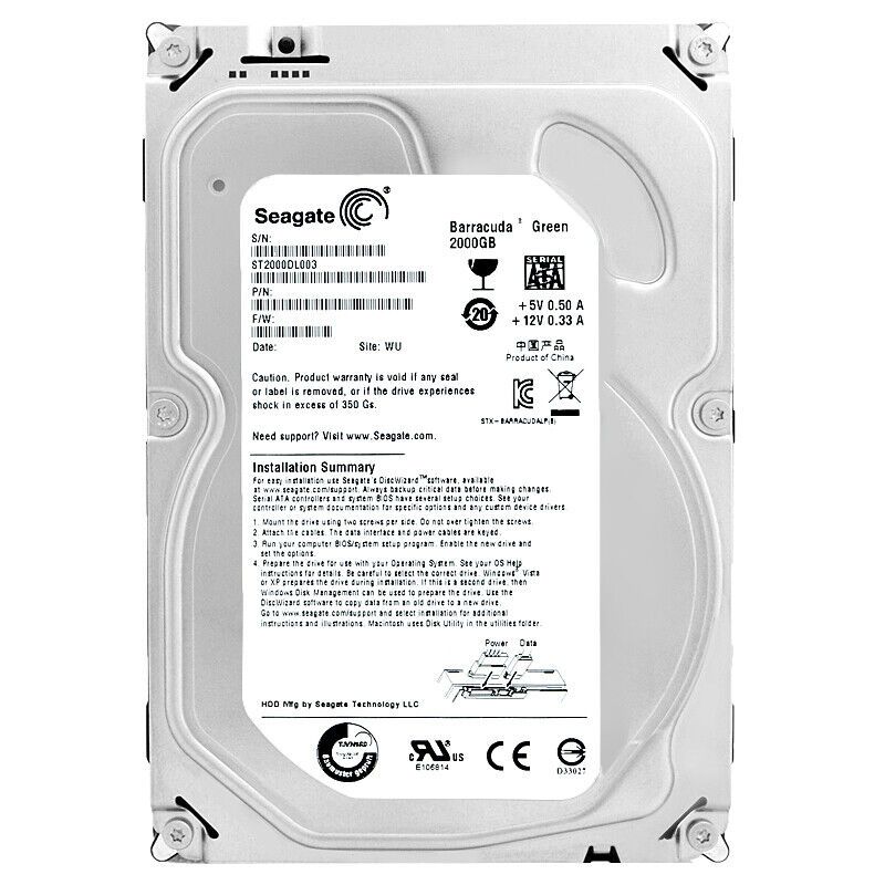 Seagate 2TB ST2000DL003 5900U|分 64MB Sata III 3.5 ハードドライブ