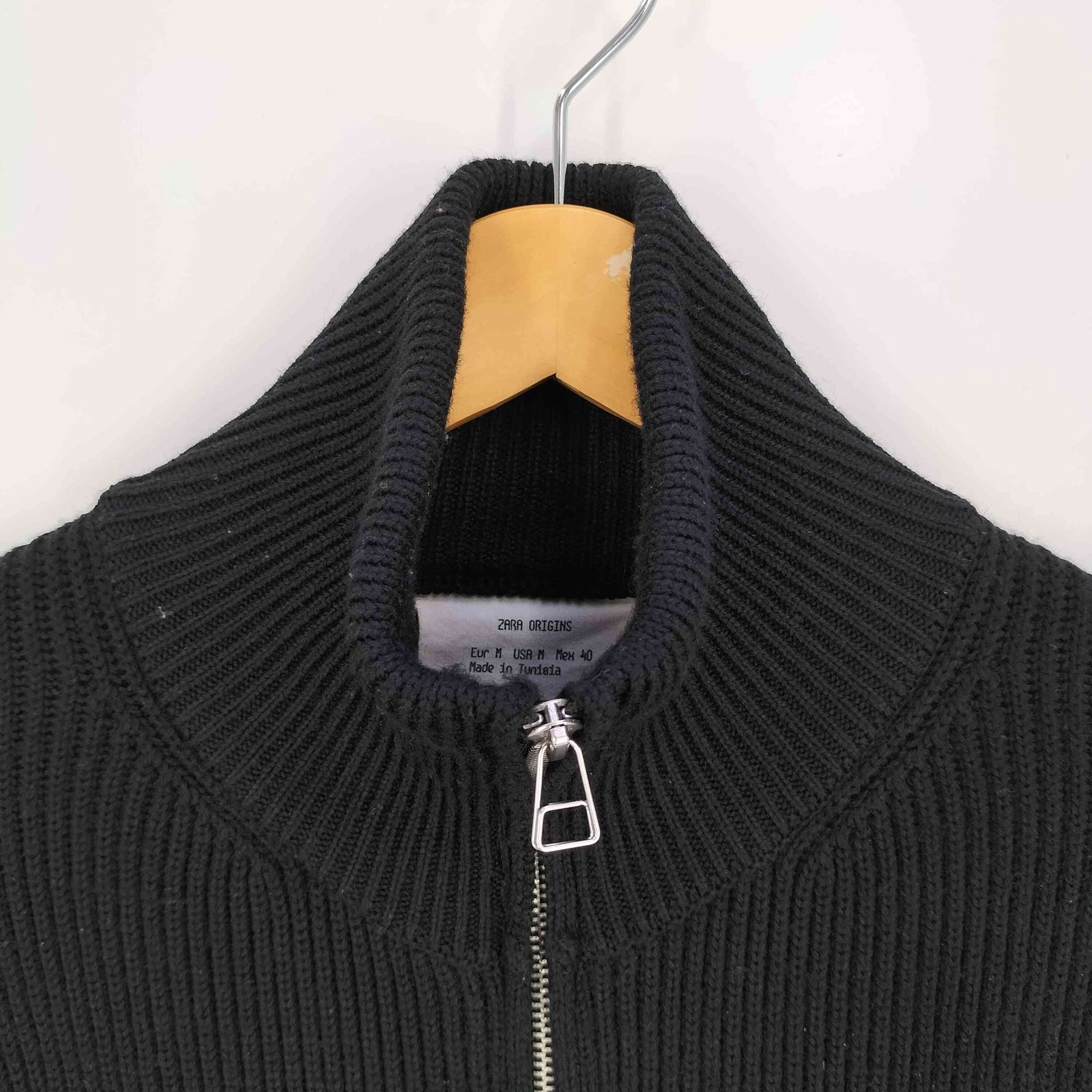 ZARA ORIGINS リブ編みジップカーディガン　OVY ZARA ORIGINS リブ編みジップカーディガン OVY